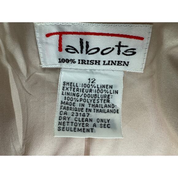 Vintage Women's Talbots 100% Irish Linen Size 12 Lined Button Up Blazer Jacket - Picture 3 of 12